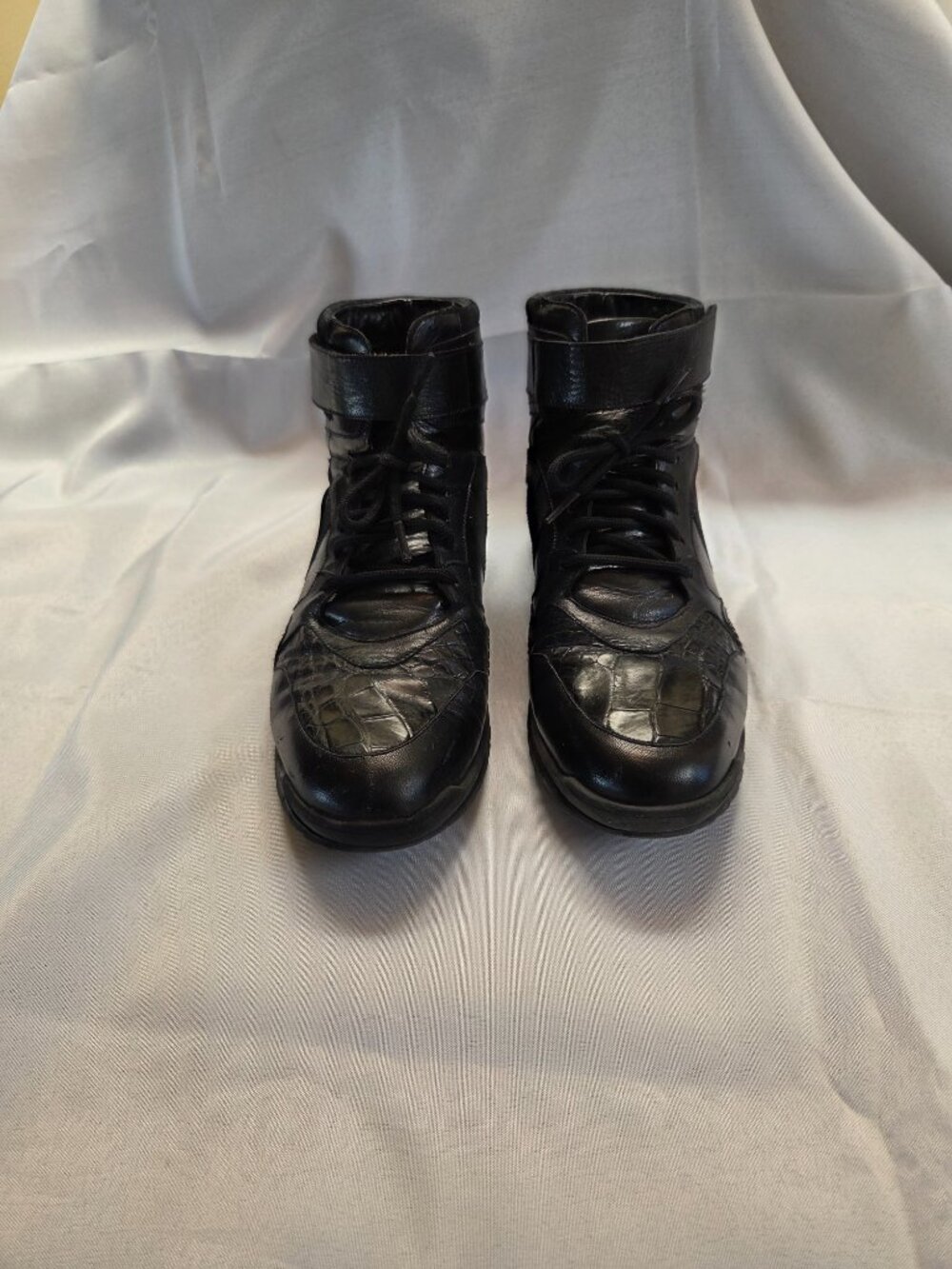 Mens Black Belvedere Crocodile High Top Sports Shoe